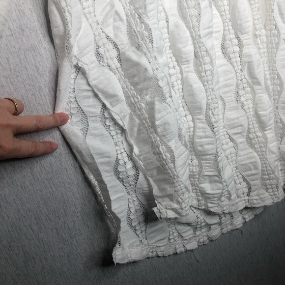 NWT Free People Candy Shop Tunic Womens M Ivory V-Neck Semi Sheer Ruffle Slouchy - Picture 7 of 15